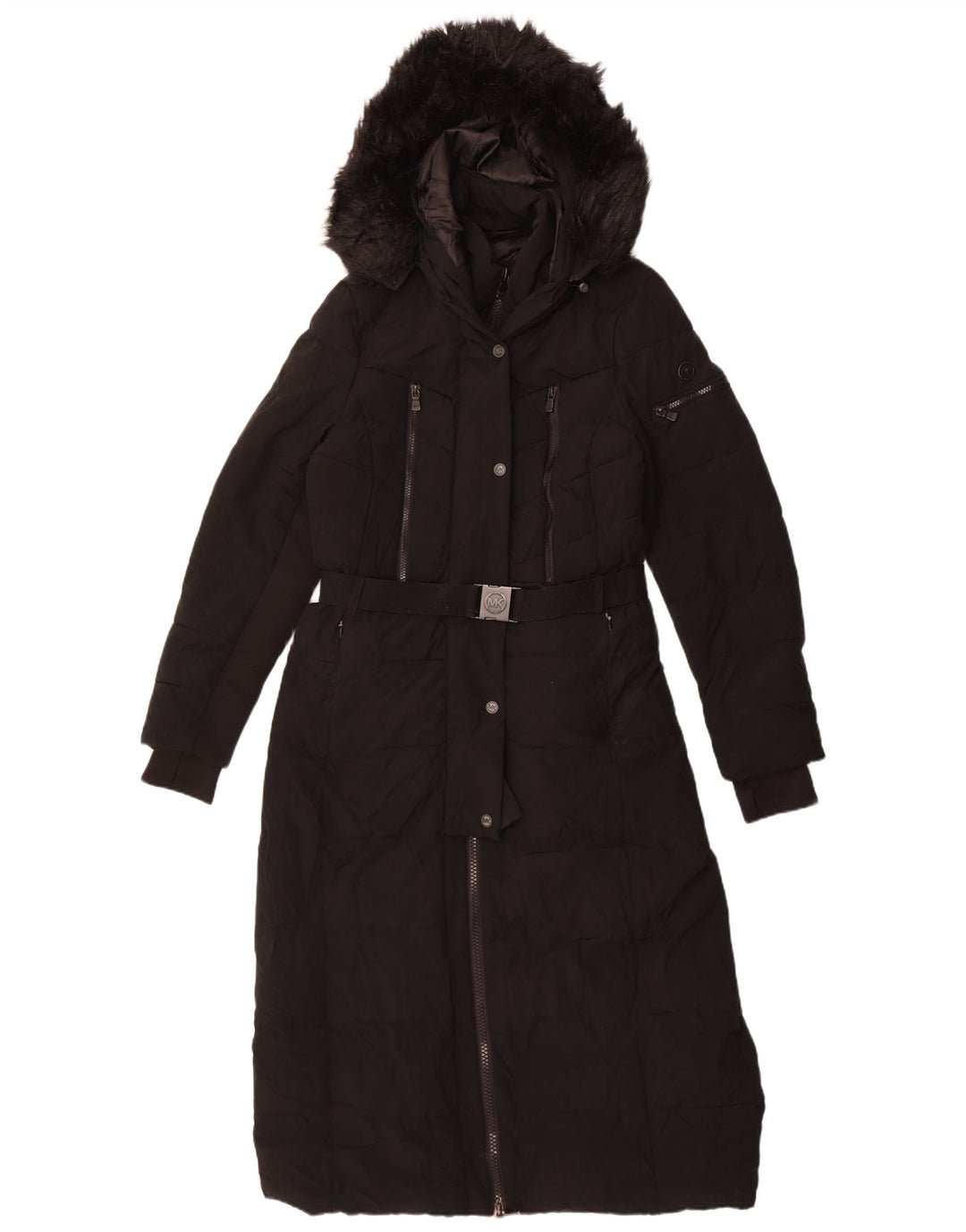 Michael Kors Dame Hætte Polstret Frakke UK 14 Medium Sort Polyester