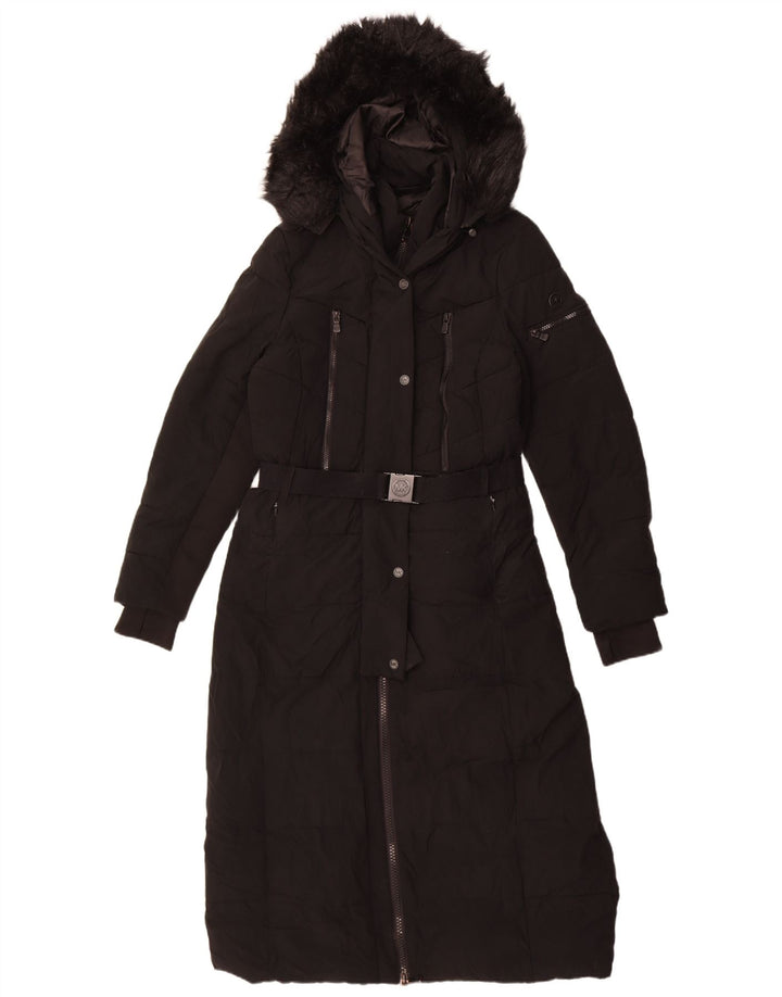 Michael Kors Dame Hætte Polstret Frakke UK 14 Medium Sort Polyester