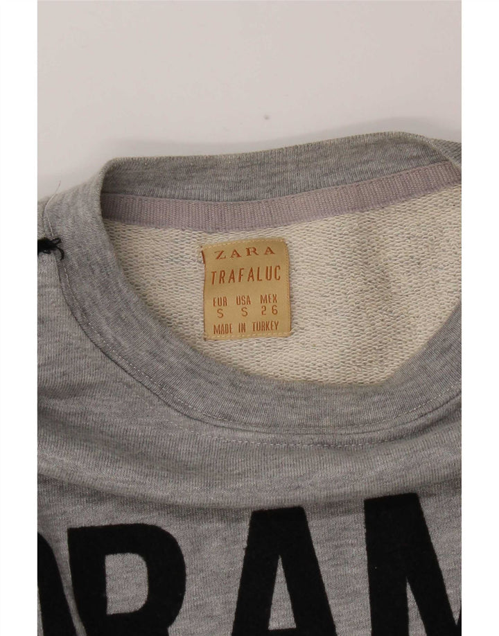 Zara Dame Grafisk Oversized Sweatshirt Jumper UK 10 Lille Grå