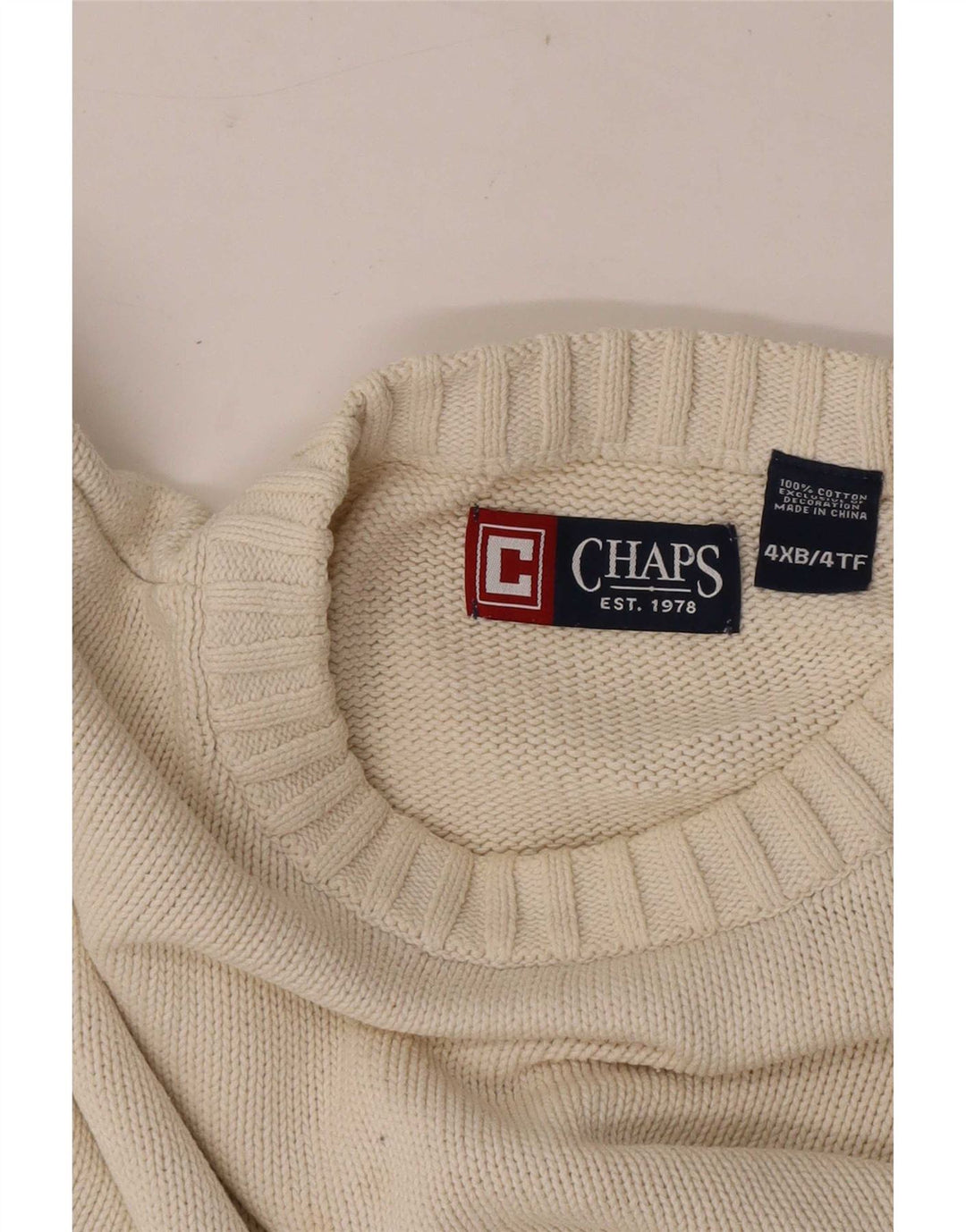 Chaps Herre Crew Neck Jumper Sweater 4XL Beige Bomuld
