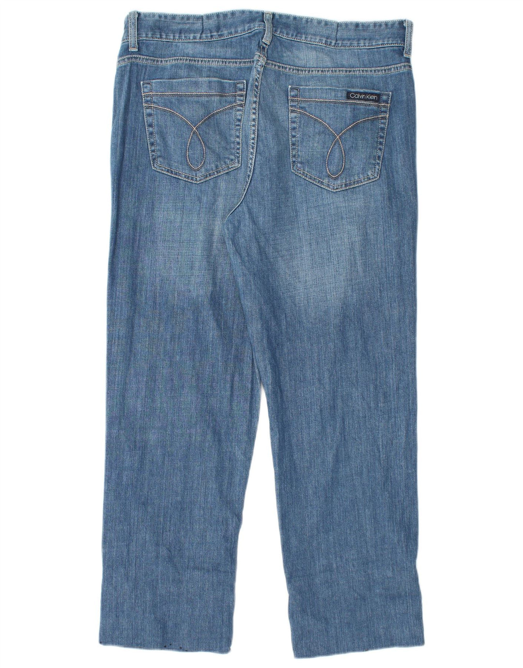 CALVIN KLEIN højtaljede cropped jeans til kvinder US 14 Large W32 L26 Blå