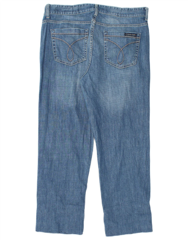 CALVIN KLEIN højtaljede cropped jeans til kvinder US 14 Large W32 L26 Blå