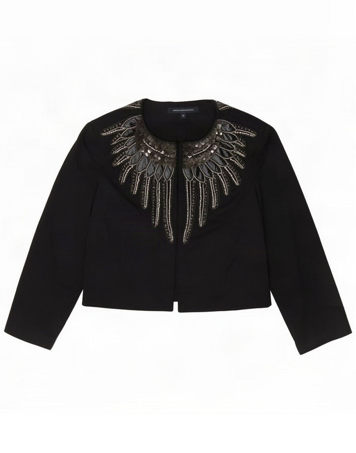 French Connection Dame Abstrakt Bolero Jacket UK 12 Medium Black