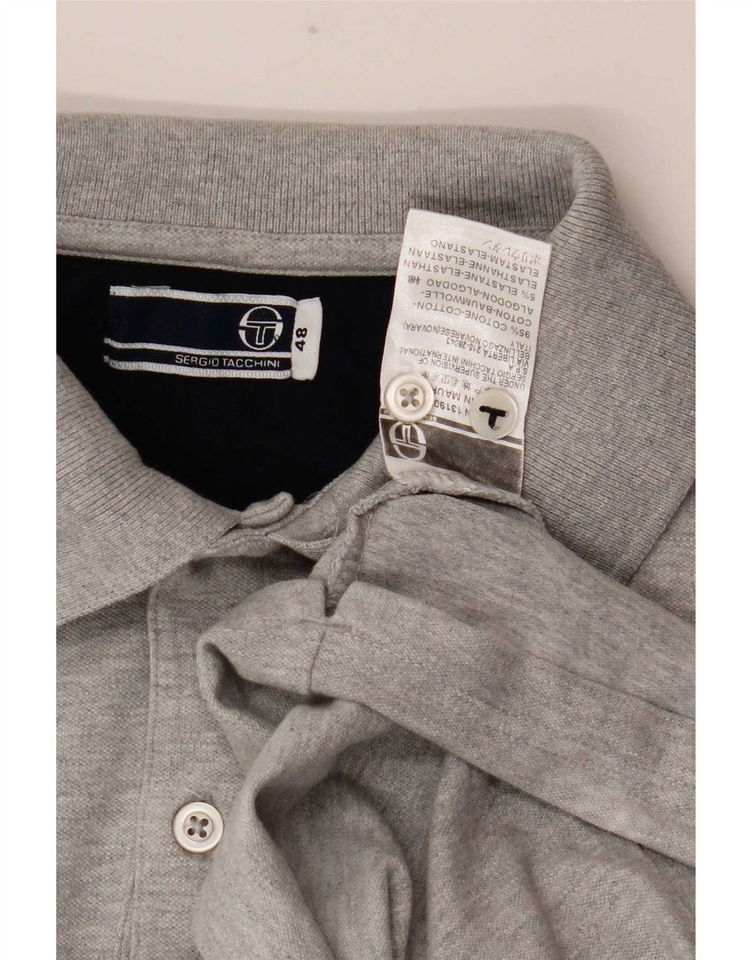 Sergio Tacchini Herre Polo Shirt IT 48 Lille Grå Bomuld