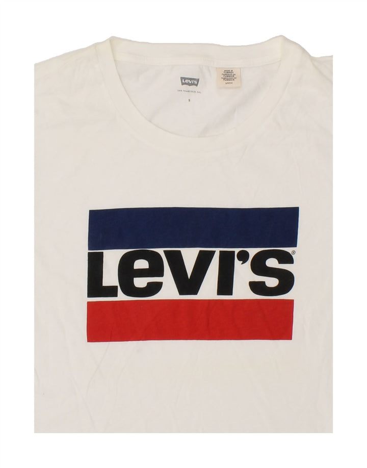 LEVI'S Mens Graphic T-Shirt Top Small White Cotton Vintage Levi's and Second-Hand Levi's from Messina Hembry 