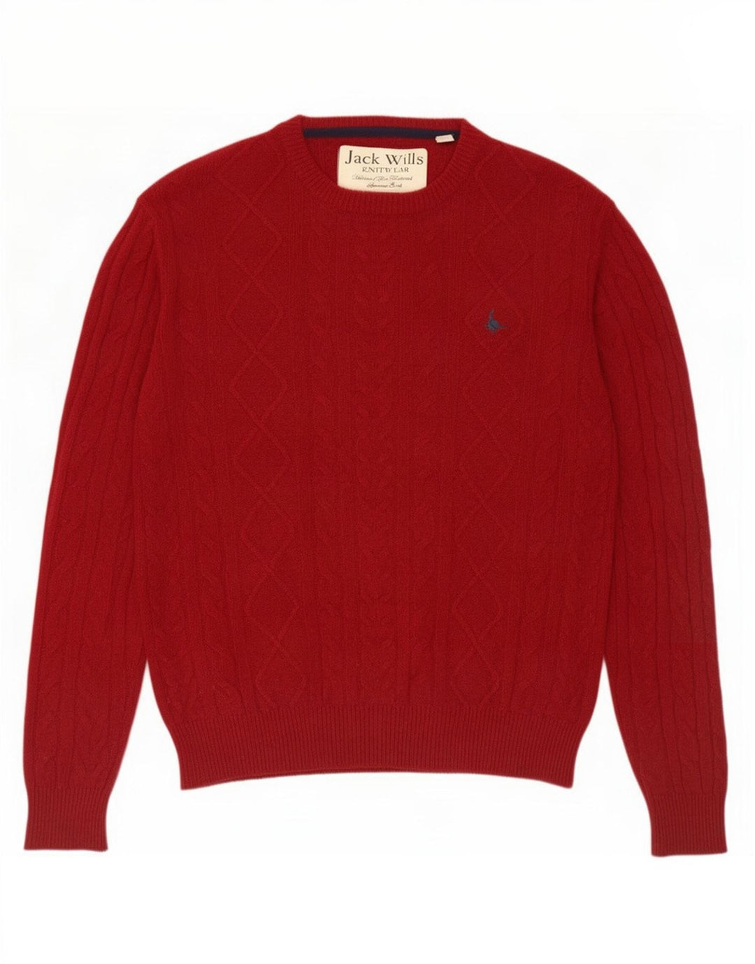 Jack Wills Herre Crew Neck Jumper Sweater Medium Maroon Merino Wool