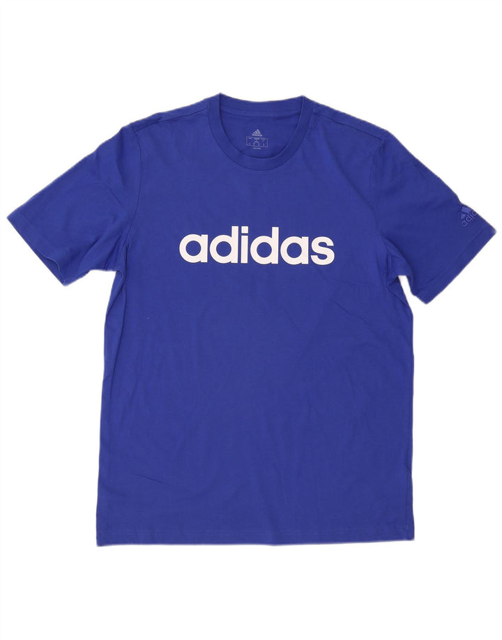 Adidas Grafisk T-shirt top mellemblå bomuld til mænd