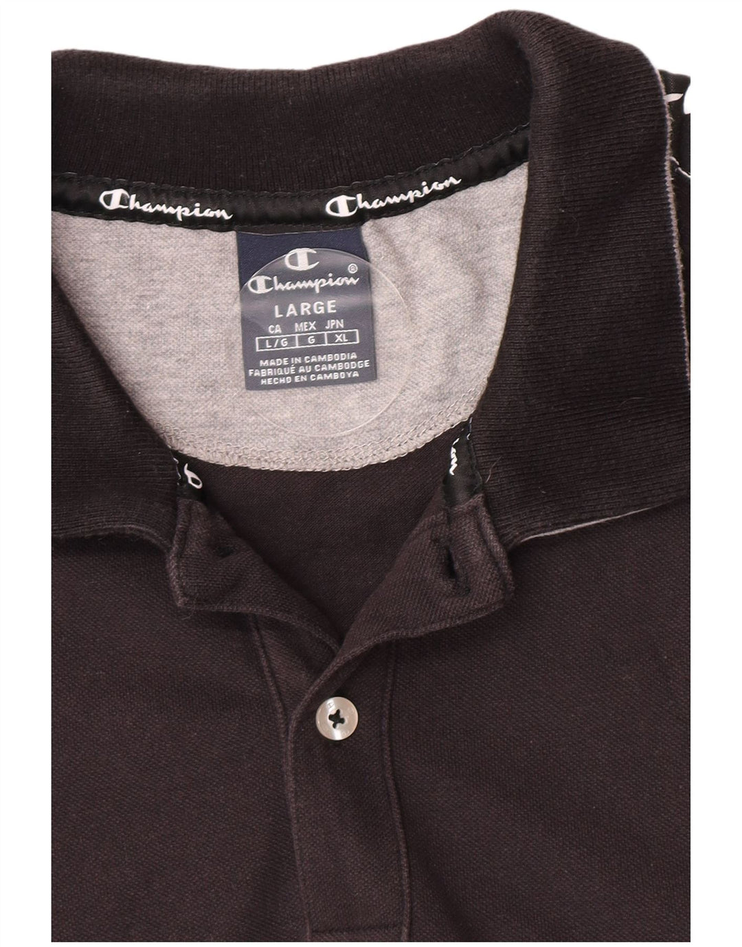 Champion Herre Grafisk Polo Shirt Large Sort