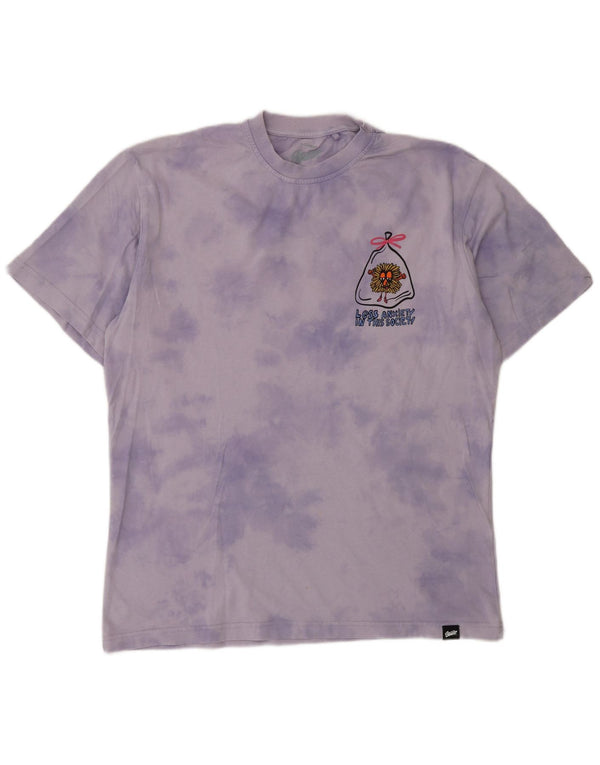 Pull & Bear Herre grafisk T-shirt Top Medium Lilla Tie Dye