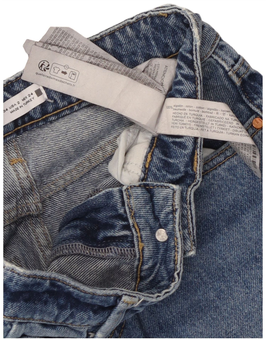 Zara Dame Straight Jeans EU 34 2XS W24 L29 Blå