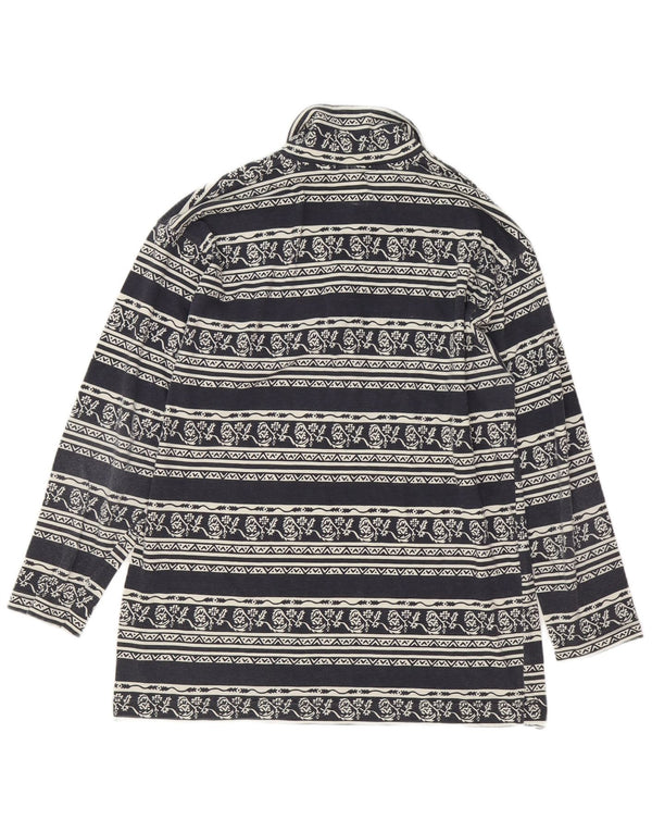 Campagnolo Dame Polo Neck Sweatshirt Jumper UK 14 Large Navy Blue Floral