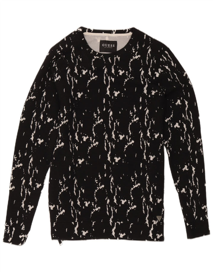Guess Herre abstrakt mønster sweatshirt lille sort bomuld