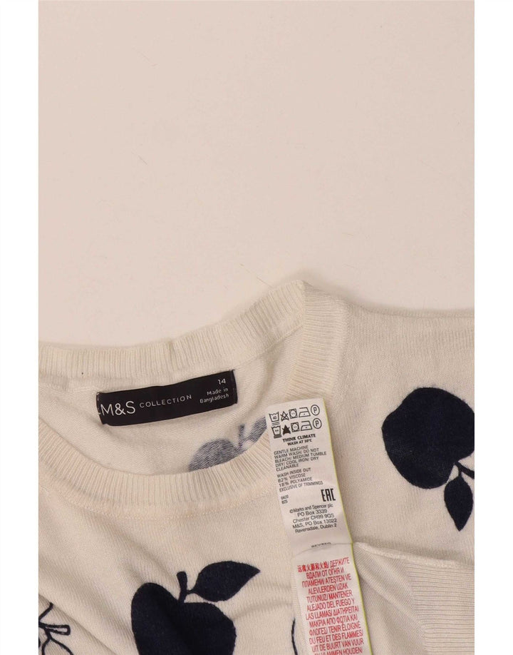 Marks & Spencer Dame grafisk rund hals sweater UK 14 Large White