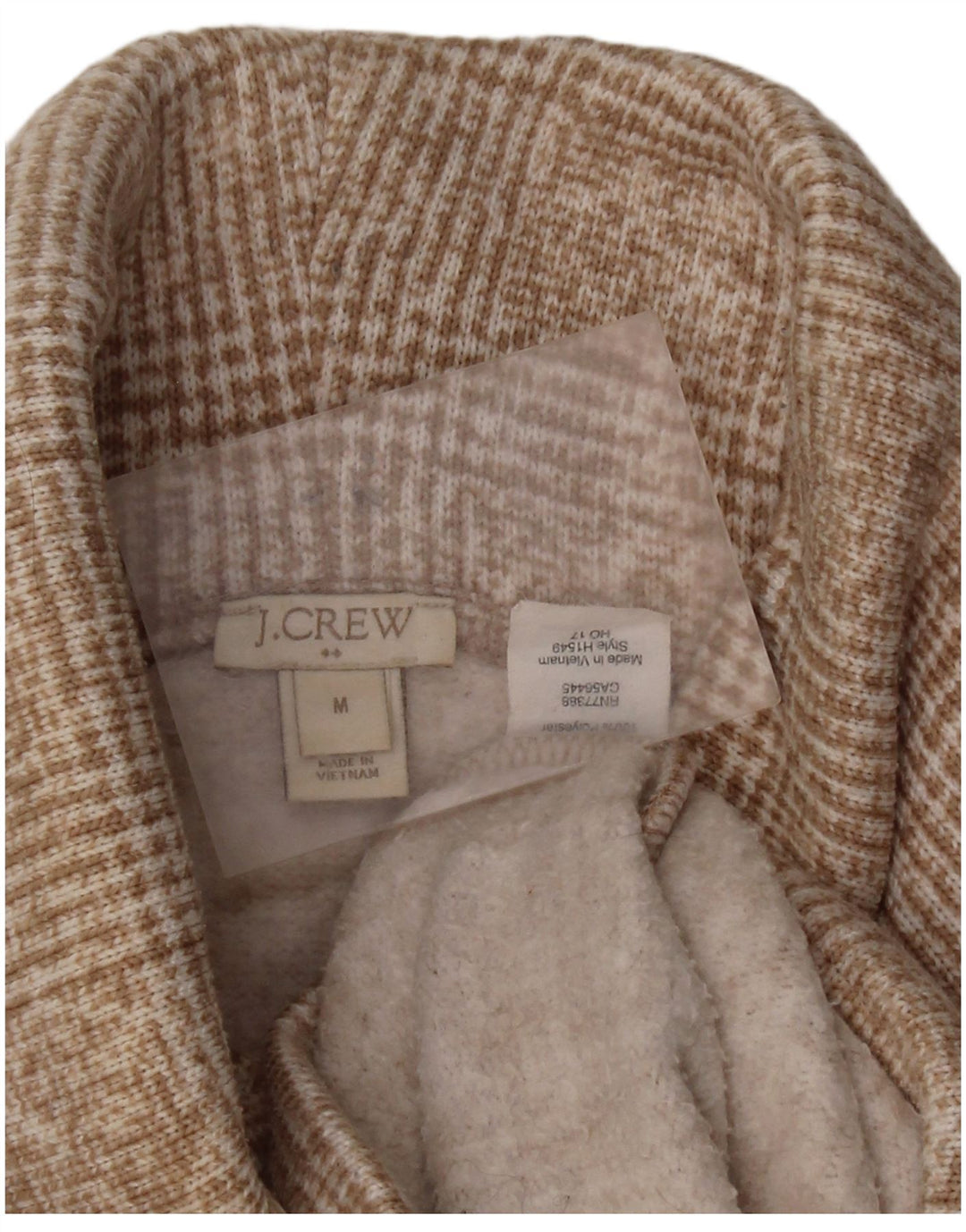 J. CREW Dame Rullehals sweater UK 14 Medium Beige Ternet polyester