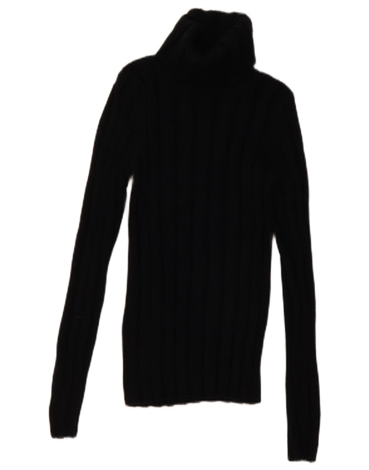 Hugo Boss Dame Roll Neck Jumper Sweater UK 8 Small Black Wool