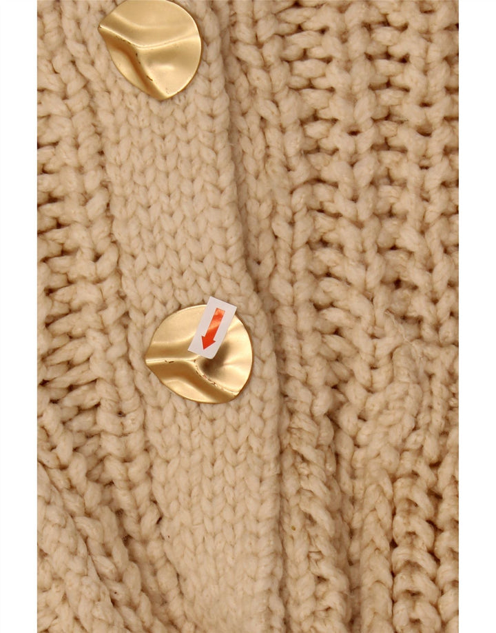 ZARA Womens Crop Oversized cardigan sweater UK 10 Small Beige Acryl