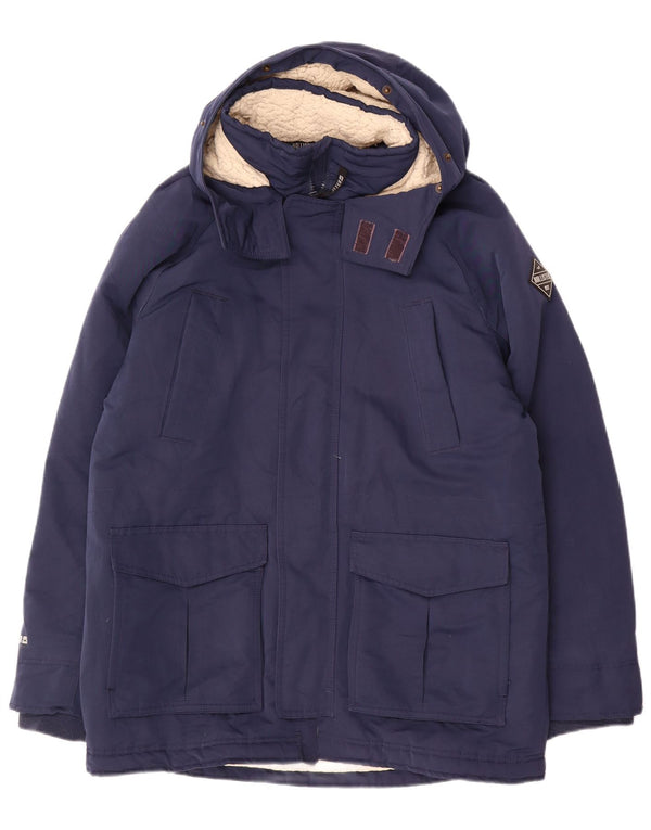 Hollister Herre Hætte Sherpa Windbreaker Jacket UK 40 Large Blue Polyester
