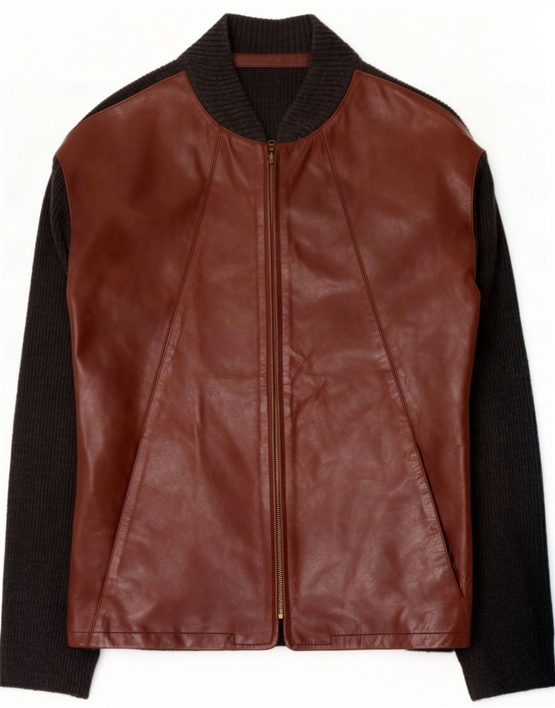 Vintage Bomber Jacket IT 50 Large Brown Colourblock Læder