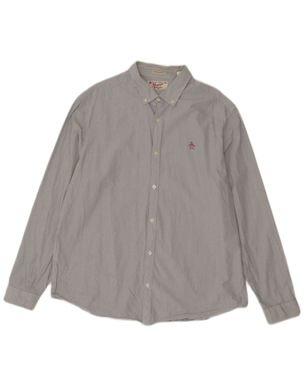 Penguin Heritage Slim Fit skjorte 2XL blå nålestribet bomuld