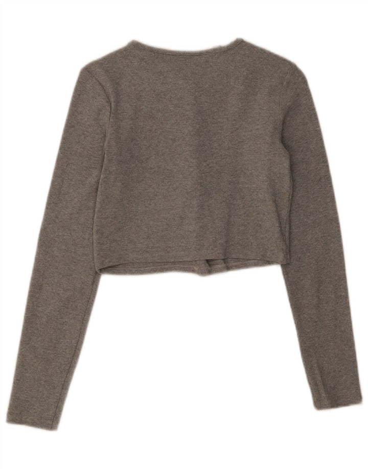 Zara Womens Crop Top UK 8 Small Grey Flecked Bomuld