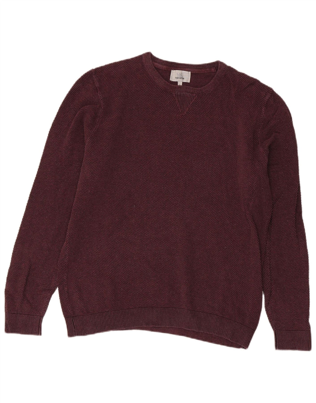 MARKS & SPENCER Herre sweater med rund hals, stor Bourgogne bomuld