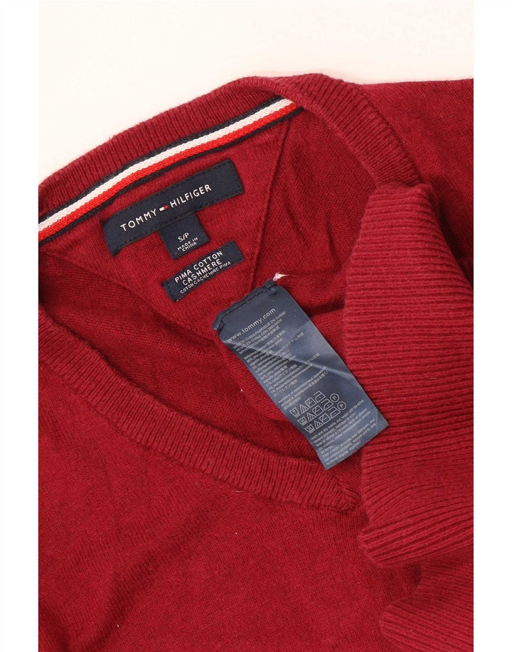 Tommy Hilfiger Herre V-hals sweater lille rød bomuld