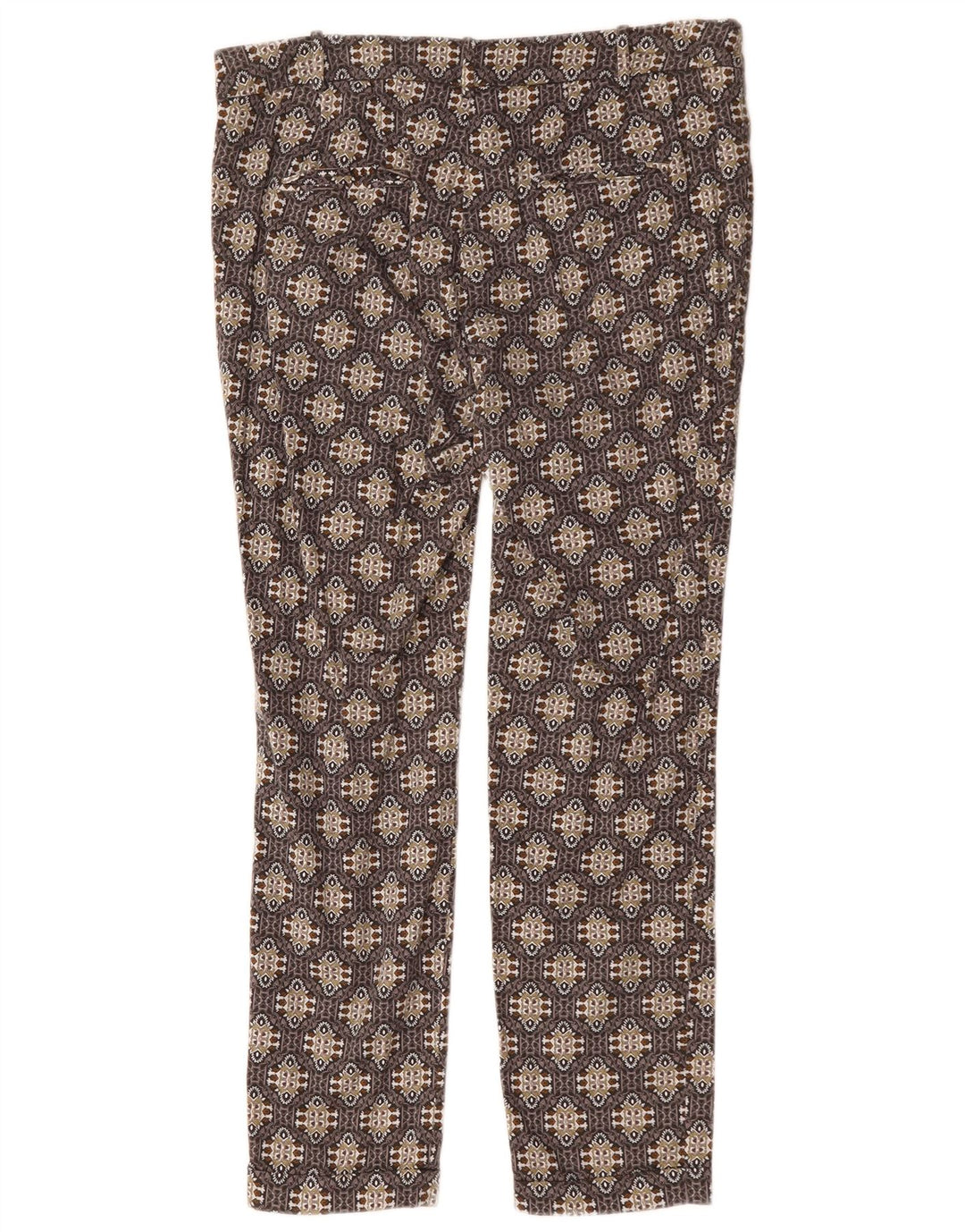 ZARA Womens Slim Casual Trousers EU 40 Medium W30 L27 Brown Geometric