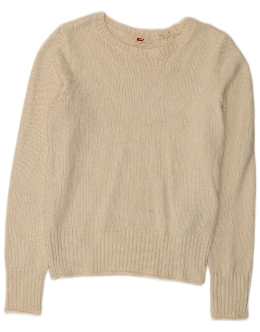 Levi's Dame Boat Neck Jumper Sweater UK 12 Medium Off White Polyamid
