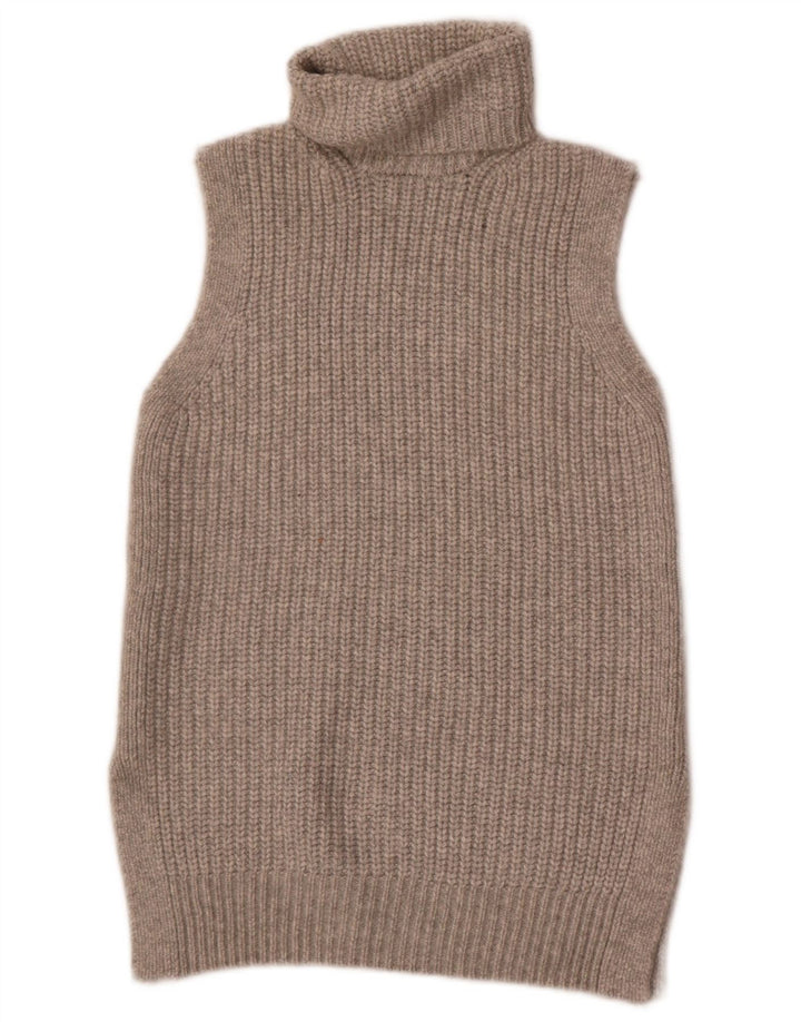 Marks & Spencer Dame Roll Neck Vest Tank Top UK 10 Small Grey Polyester