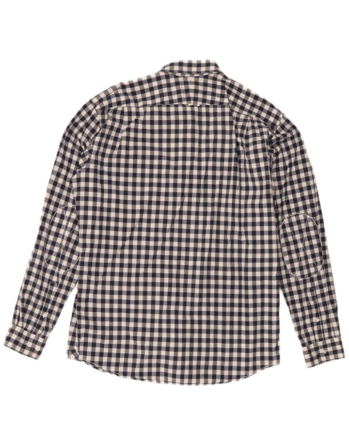 Lacoste Herre Regular Fit skjorte størrelse 40 Medium Navy Blue Gingham Cotton
