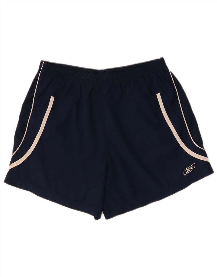 REEBOK sportsshorts til kvinder UK 12 Medium Navy Blue Polyester