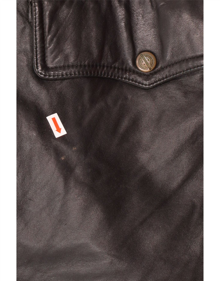 VINTAGE Herre Læderjakke IT 54 2XL Sort Læder