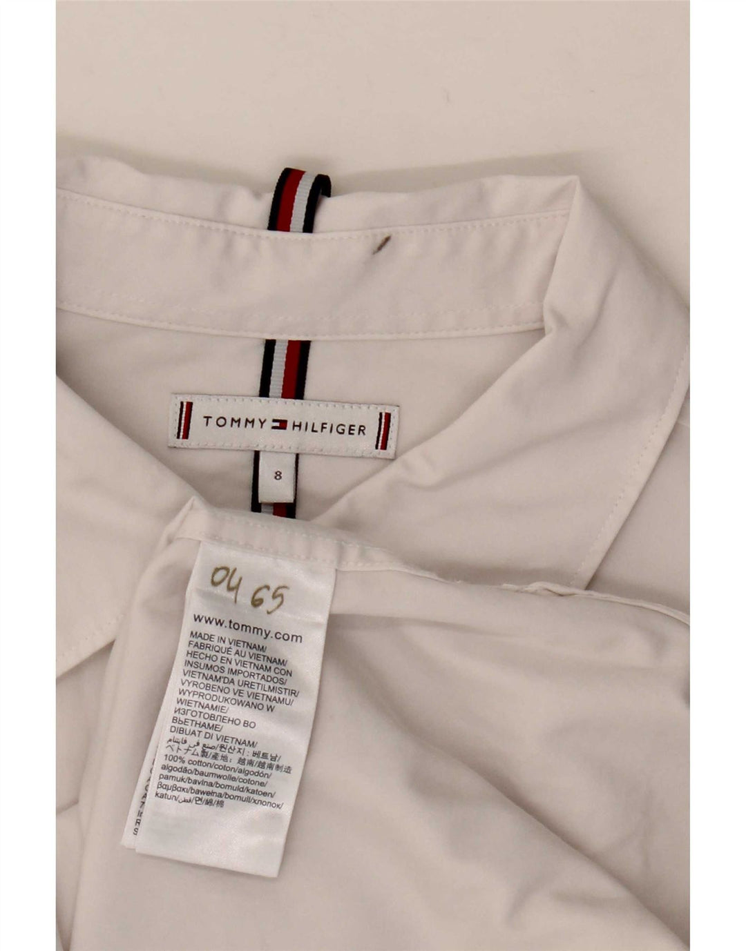 Tommy Hilfiger Dameskjorte US 8 Medium Hvid Bomuld