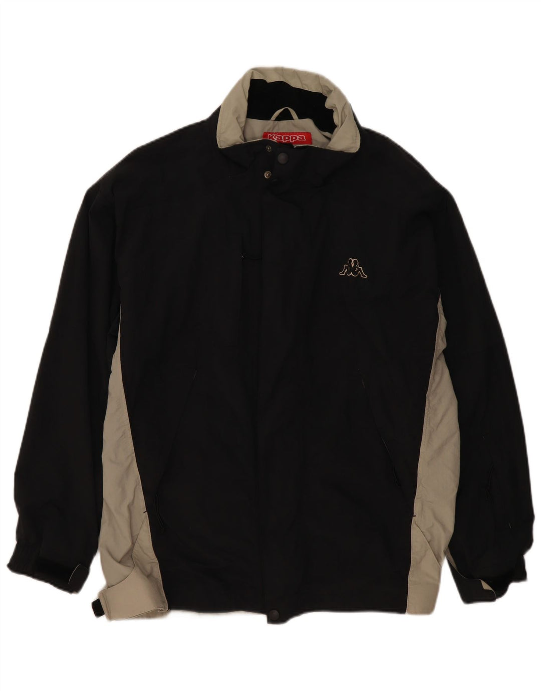 KAPPA Herre Windbreaker Jacket UK 40 Large Black Colourblock Polyamid