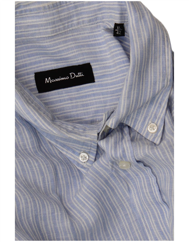 Massimo Dutti Herreskjorte XL Blå nålestribet