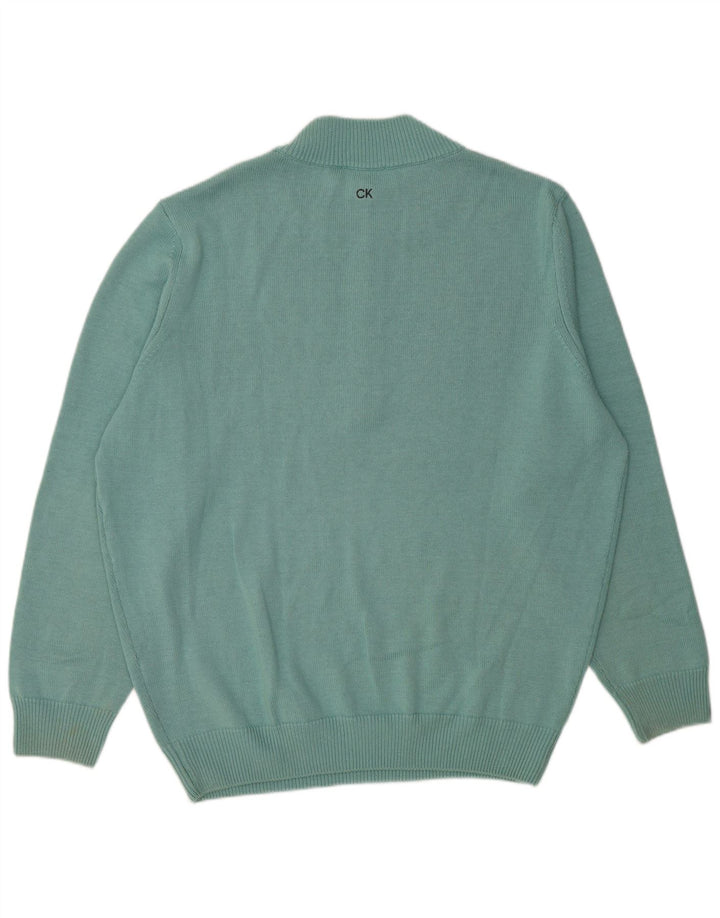 Calvin Klein Herre Zip Neck Jumper Sweater 2XL Blå Bomuld