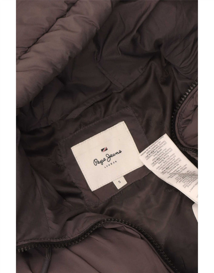 PEPE Jeans Dame Hætte Oversized Polstret Jakke UK 10 Lille Grå Polyester