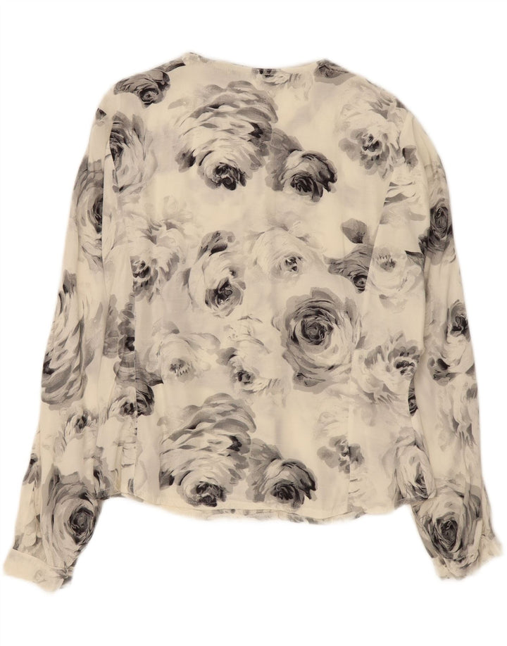 VINTAGE Womens Shirt Blouse UK 14 Medium Grey Floral Vintage Vintage and Second-Hand Vintage from Messina Hembry 