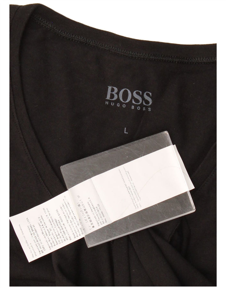 HUGO BOSS Herre T-Shirt Top Stor Sort Bomuld