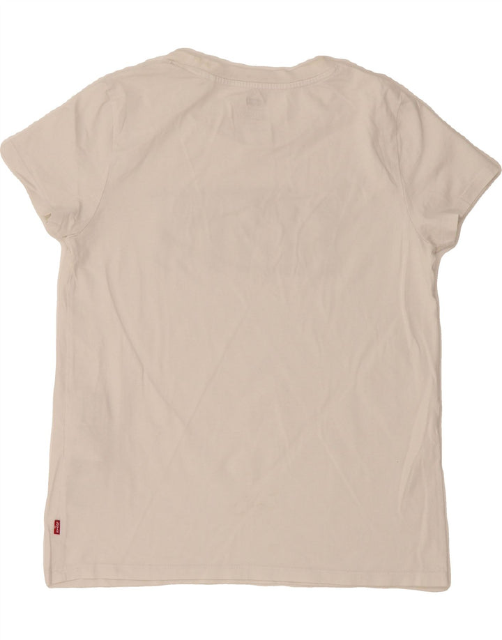 LEVI'S Womens Graphic T-Shirt Top UK 10 Small White Vintage Levi's and Second-Hand Levi's from Messina Hembry 