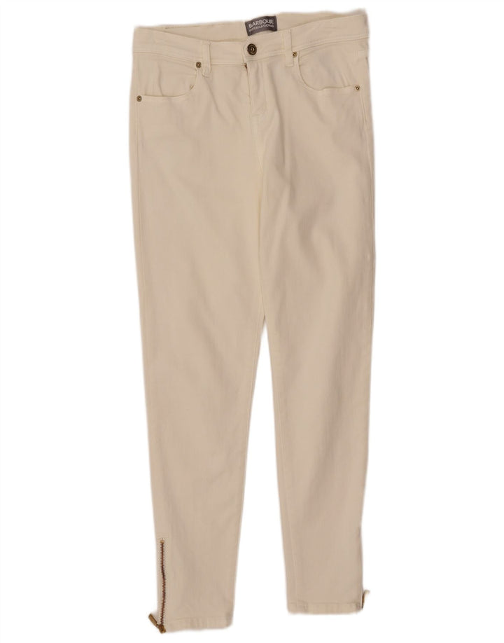 Barbour Dame Skinny Jeans UK 12 Medium W30 L27 Off White Bomuld