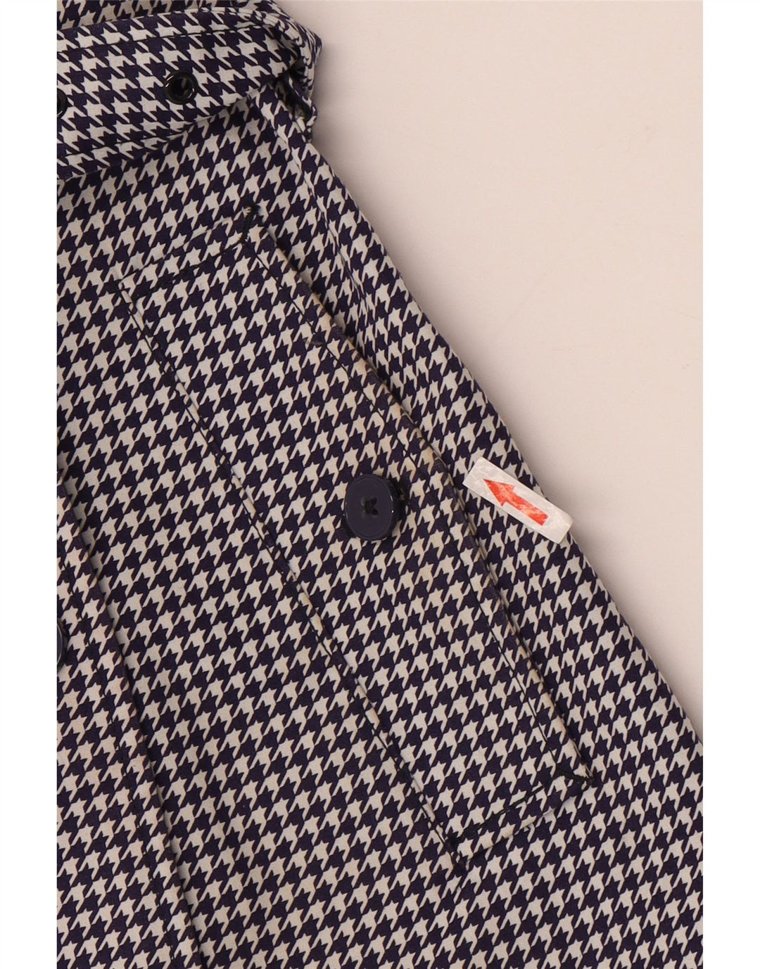 Jack Wills Dame Trench Coat UK 8 Small Navy Blue Houndstooth Bomuld
