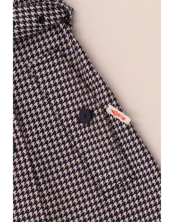 Jack Wills Dame Trench Coat UK 8 Small Navy Blue Houndstooth Bomuld