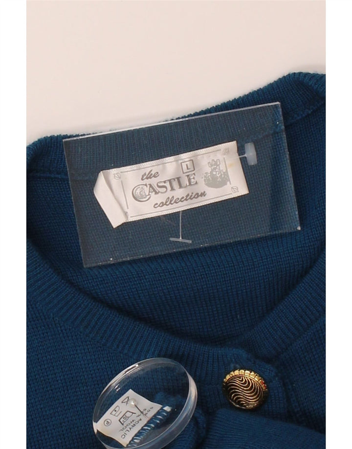 VINTAGE Womens Cardigan Sweater UK 16 Large Blue Acrylic Vintage Vintage and Second-Hand Vintage from Messina Hembry 