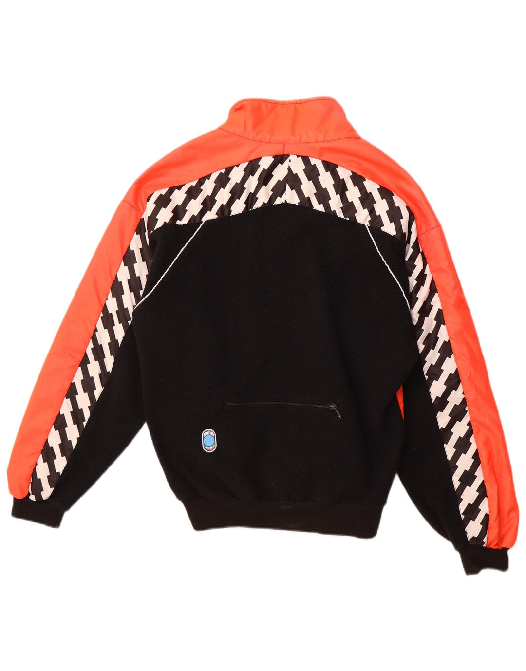 VINTAGE Bomberjakke til mænd UK 40 Large Orange Colourblock Polyester