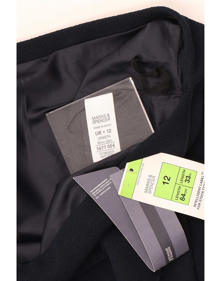Marks & Spencer Midi-nederdel til kvinder UK 12 Medium W33 Marineblå polyester