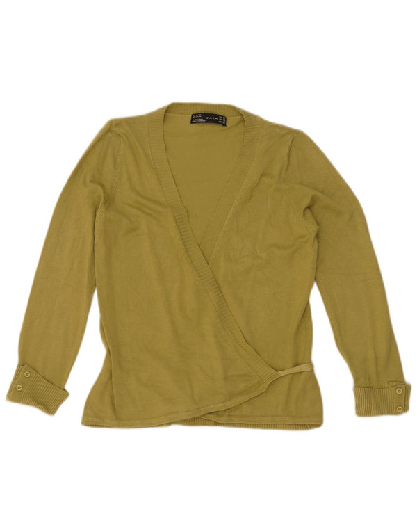 Zara Womens Wrap Cardigan Sweater UK 12 Medium Green Rayon