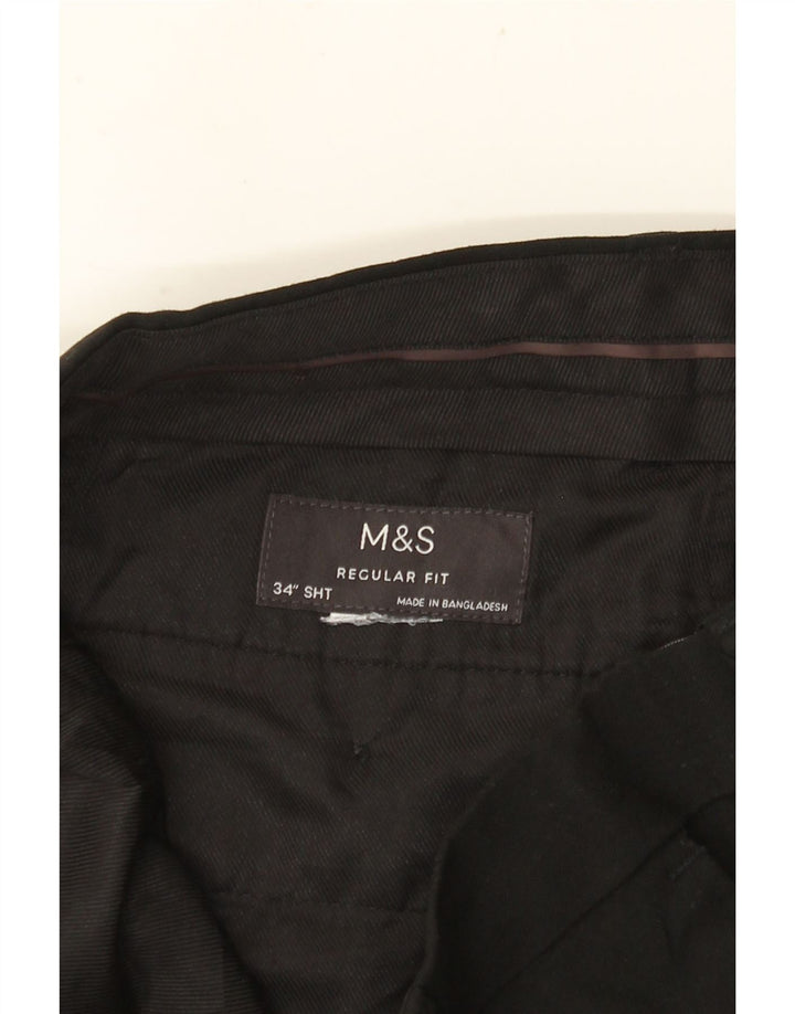 MARKS & SPENCER Herre Regular Fit Chinobukser W34 L28 Sort