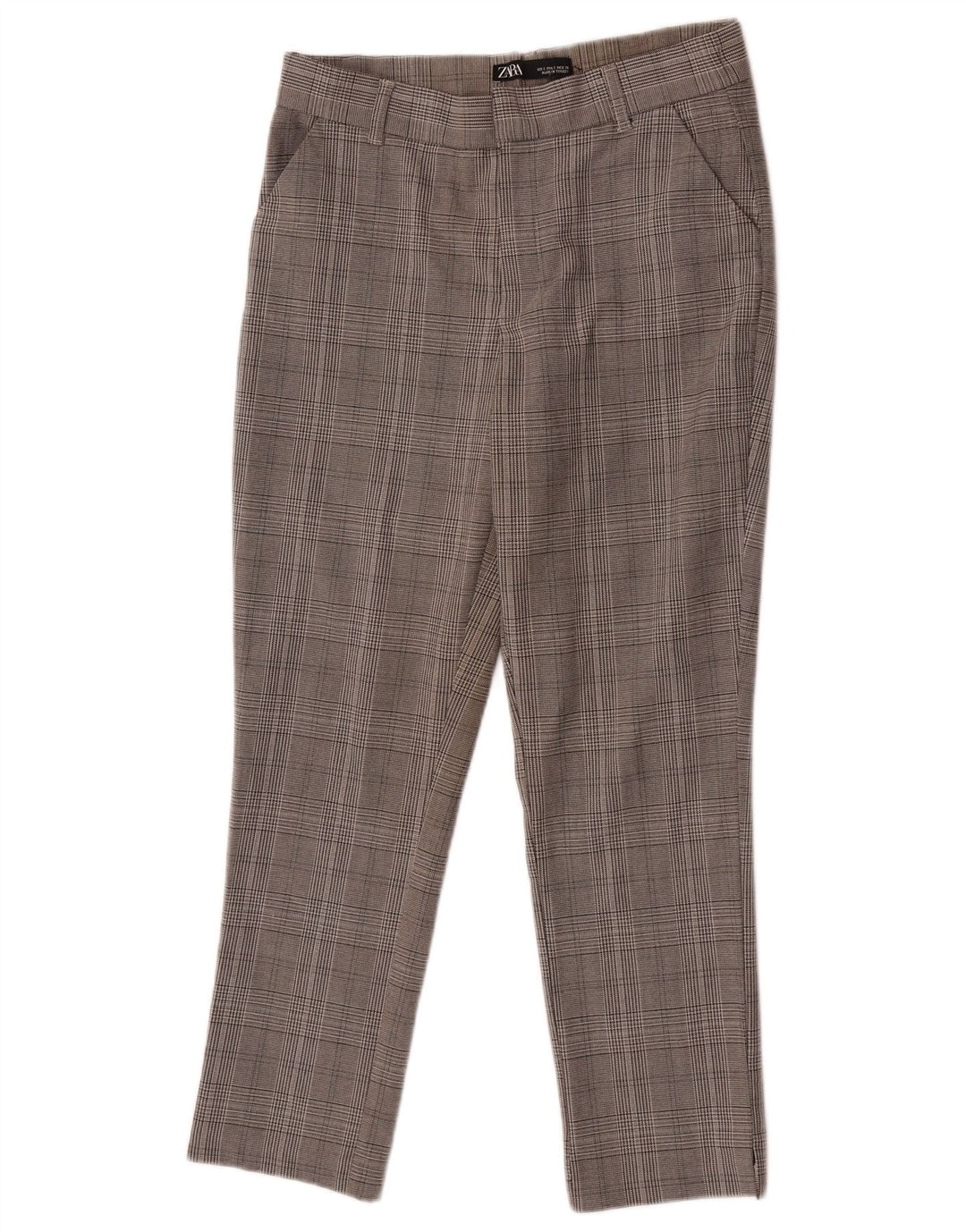 Zara Dame Slim Chino Bukser Small W26 L25 Grå ternet