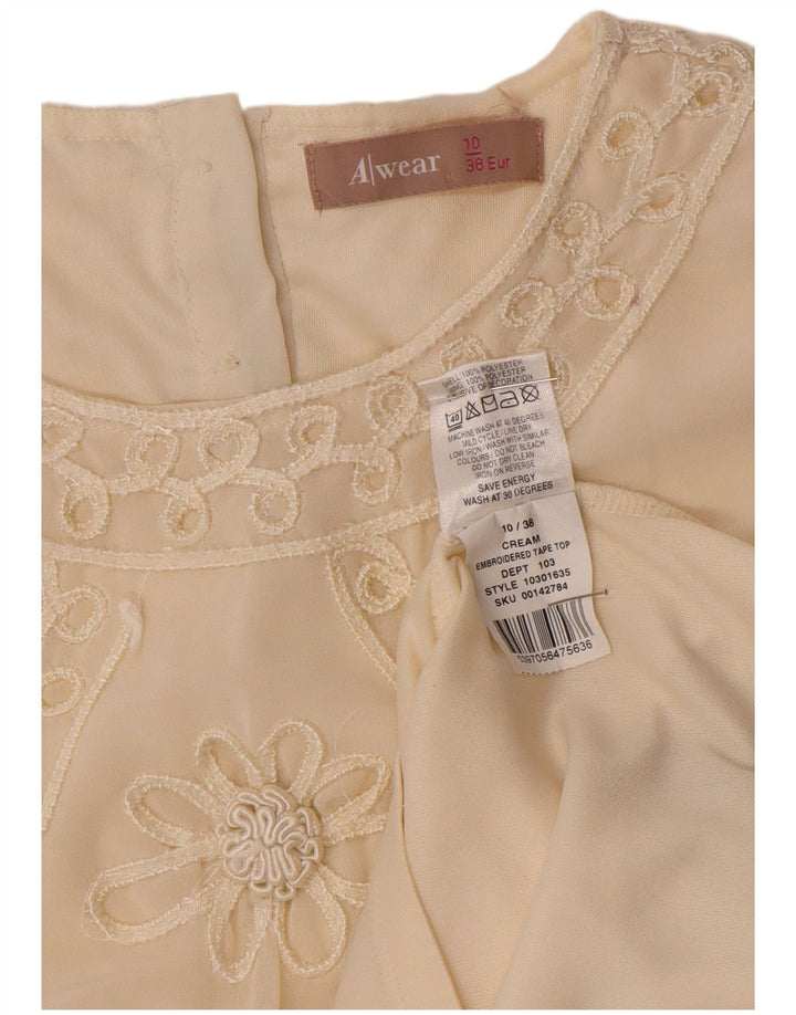 Awear Dame Langærmet Bluse Top UK 10 Small Off White Polyester